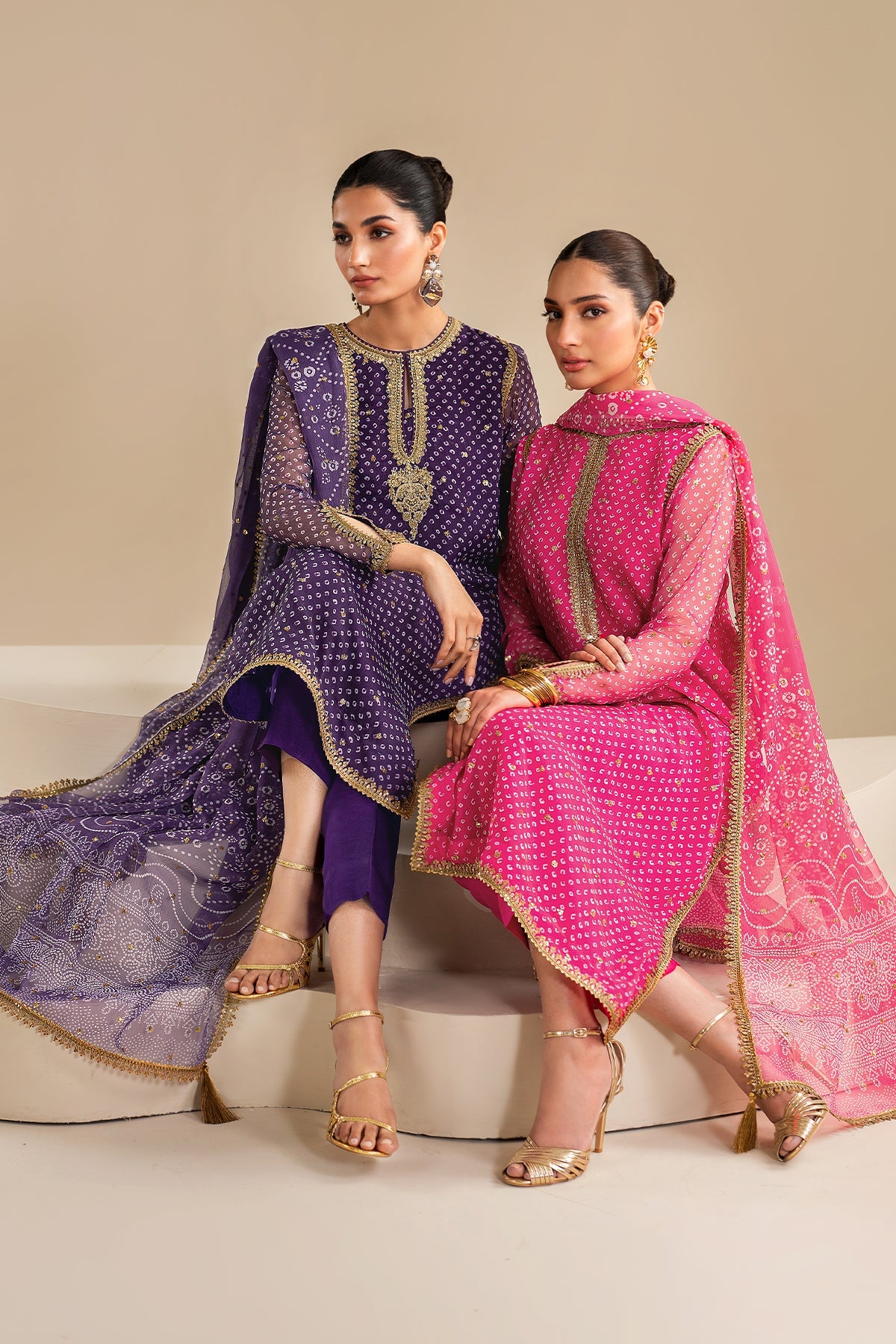 Purple Embroidered Chiffon Salwar Kameez (3-Piece) - Image 13
