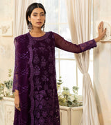 Pakistani Deep Purple Embroidered Chiffon 3-Piece Suit - Image 10