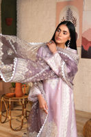Pakistani Lilac Embroidered Cotton Net Salwar Kameez (3-Piece) - Image 3