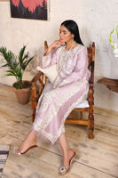 Pakistani Lilac Embroidered Cotton Net Salwar Kameez (3-Piece) - Image 4