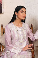 Pakistani Lilac Embroidered Cotton Net Salwar Kameez (3-Piece) - Image 6