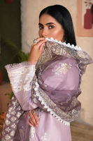 Pakistani Lilac Embroidered Cotton Net Salwar Kameez (3-Piece) - Image 8