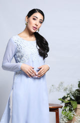 Pakistani Lilac Cutwork Embroidered Midi-Length Tunic (2-Piece) - Image 4