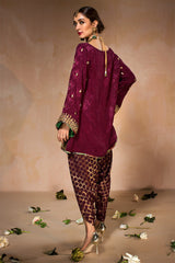 Plum Gota Embossed Silk Salwar Kameez (2-Piece) - Image 3