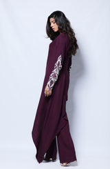 Deep Violet Embroidered Georgette Chiffon Salwar Kameez (2-Piece) - Image 4