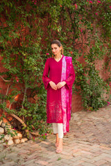 Plum Laser-Cut Georgette Salwar Kameez (3-Piece) - Image 5
