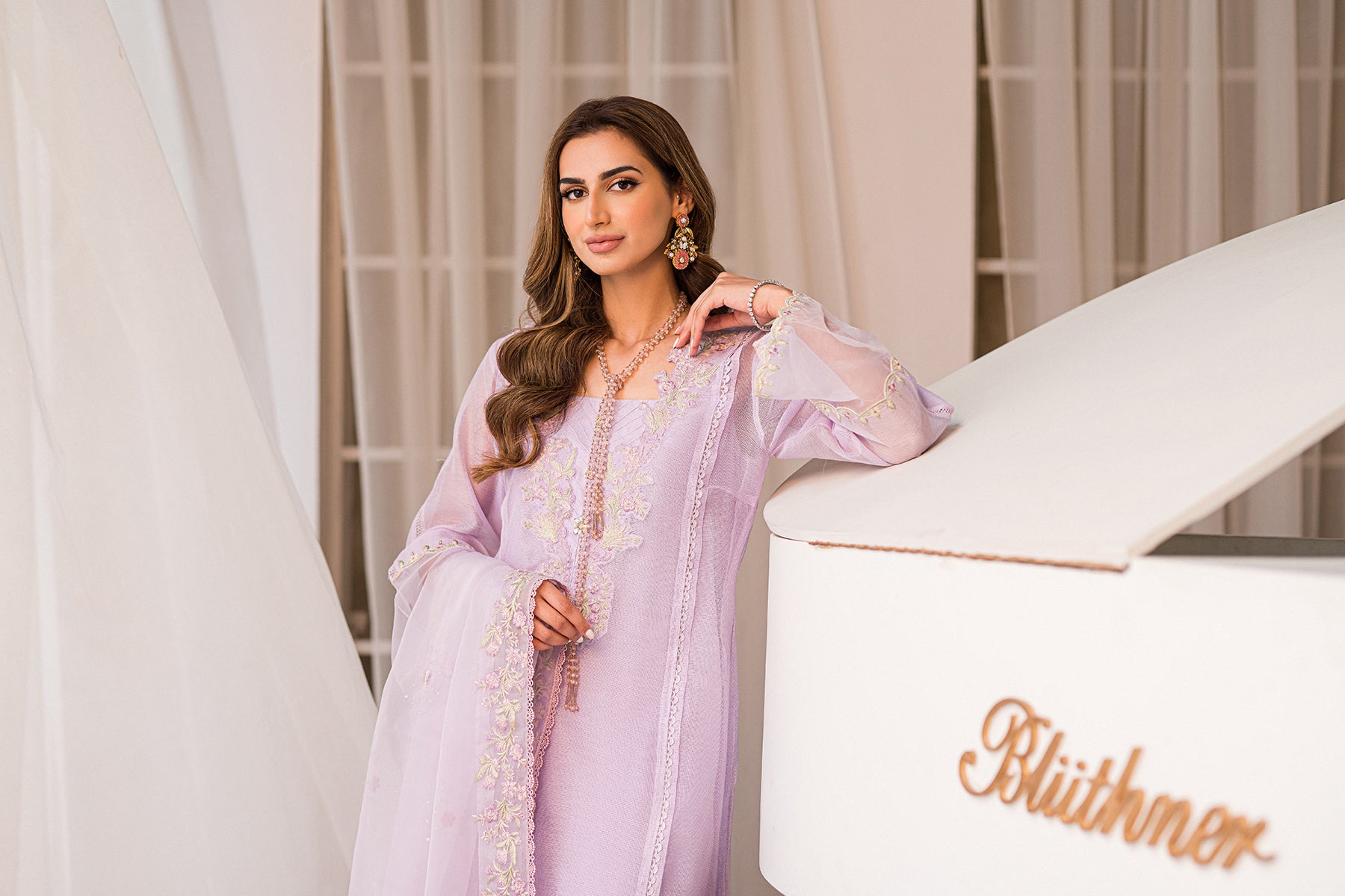 Lilac Embroidered Khaadi Net 3-Piece Suit - Image 5