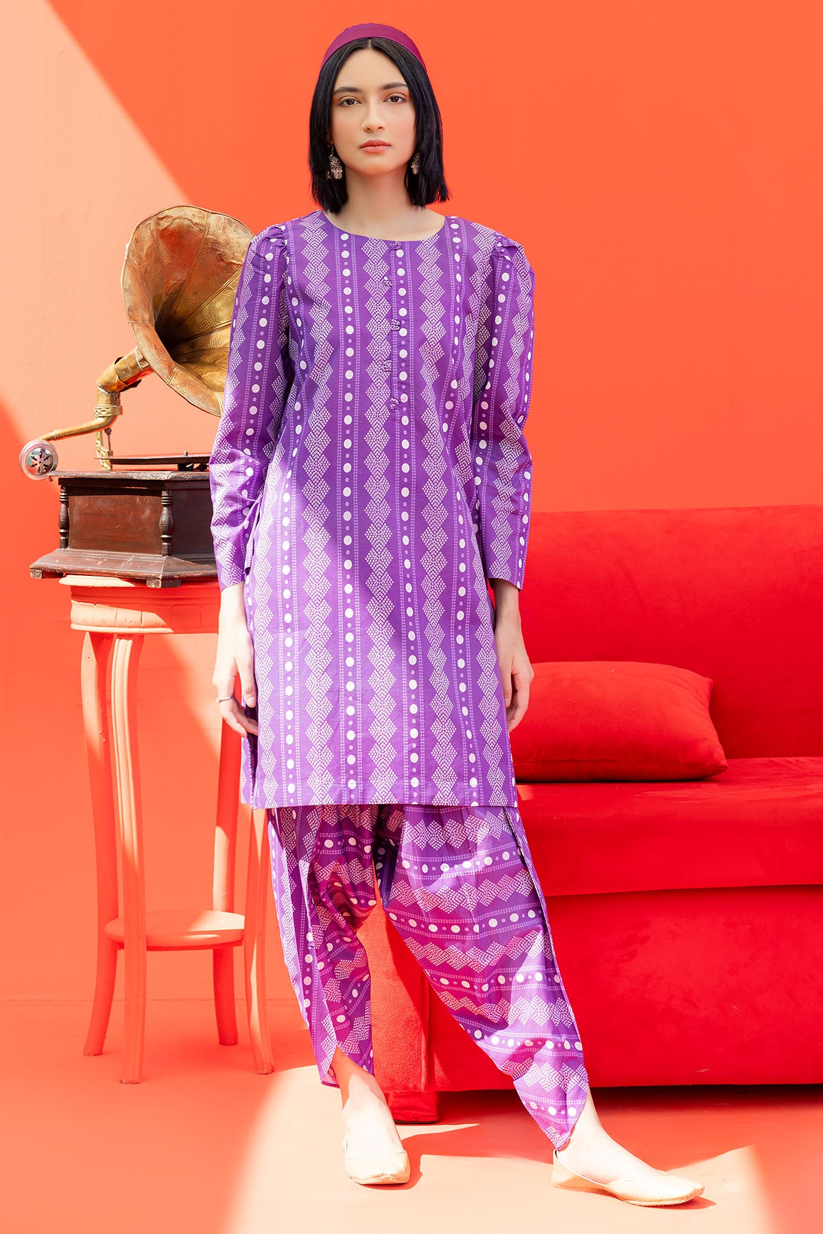 Purple Digital Printed Lawn Salwar Kameez (2-Piece) - Image 1