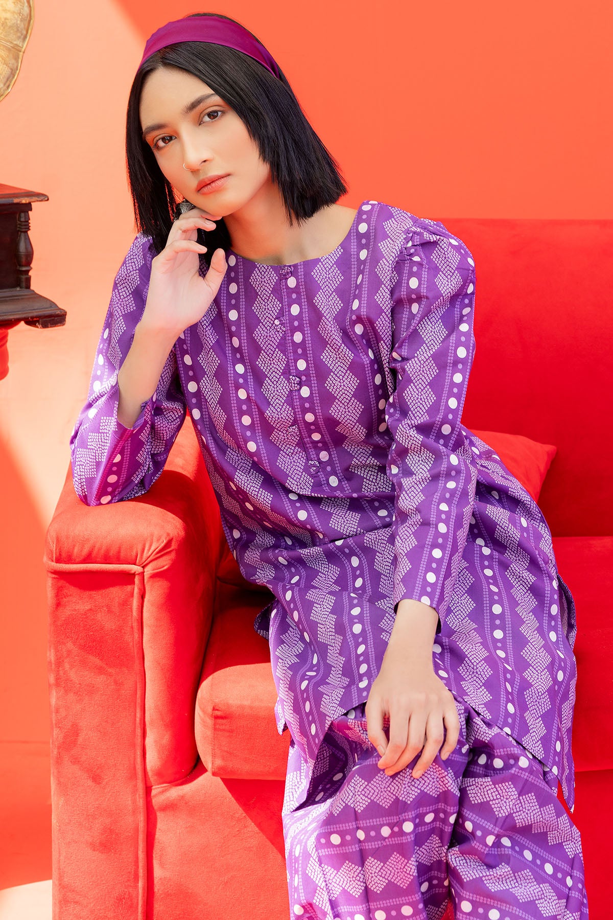 Purple Digital Printed Lawn Salwar Kameez (2-Piece) - Image 2