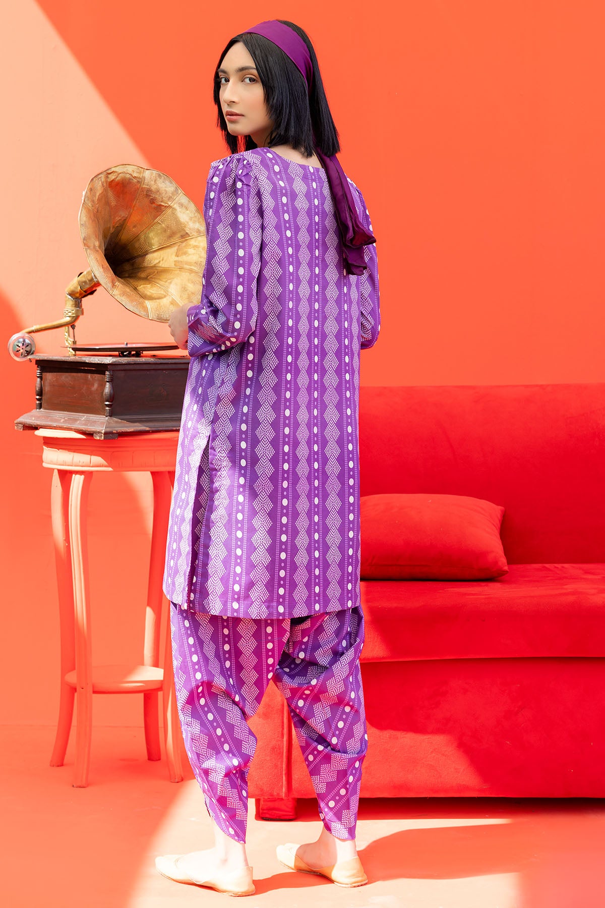 Purple Digital Printed Lawn Salwar Kameez (2-Piece) - Image 3