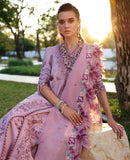 Soft Lilac Embroidered Lawn & Organza Salwar Kameez (3-Piece) - Image 4