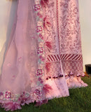 Soft Lilac Embroidered Lawn & Organza Salwar Kameez (3-Piece) - Image 6
