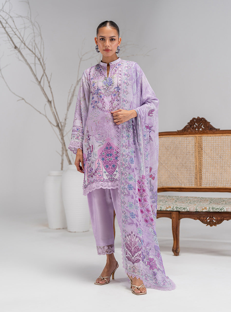 Lilac Printed Lawn Salwar Kameez (3-Piece) - Image 1