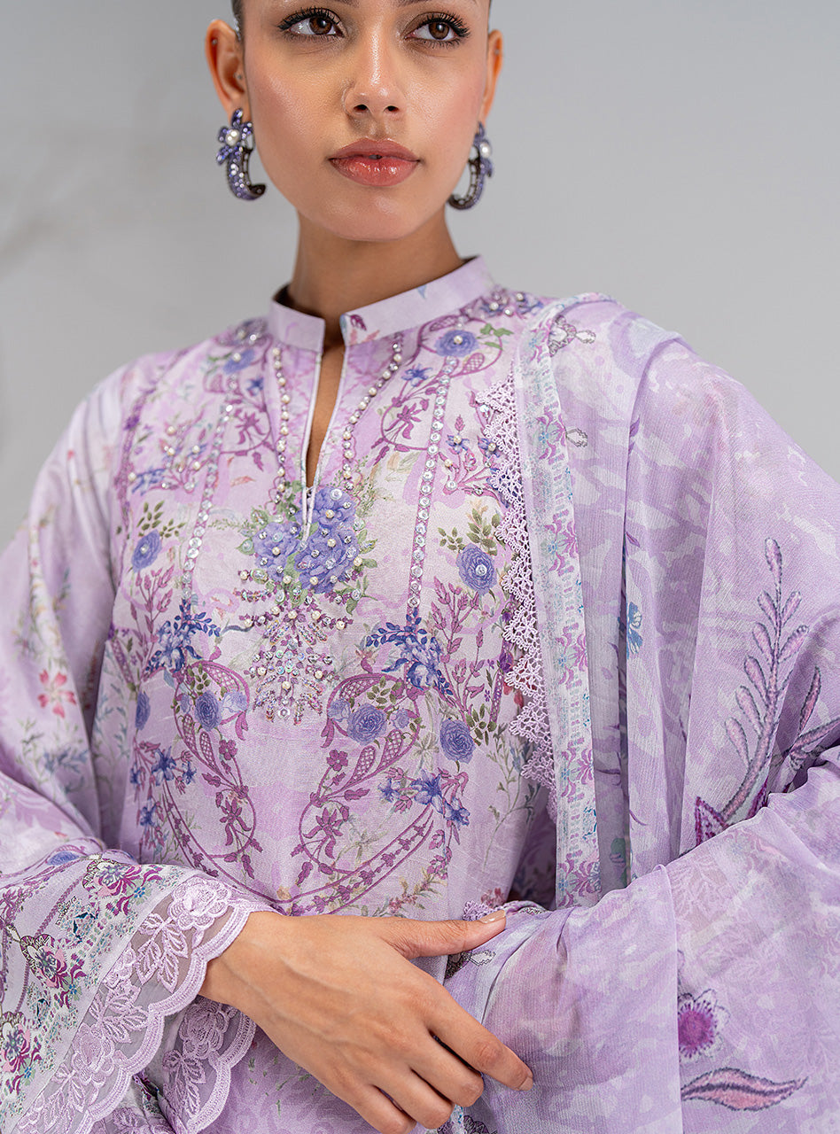 Lilac Printed Lawn Salwar Kameez (3-Piece) - Image 3