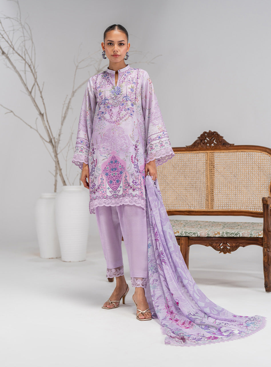 Lilac Printed Lawn Salwar Kameez (3-Piece) - Image 4