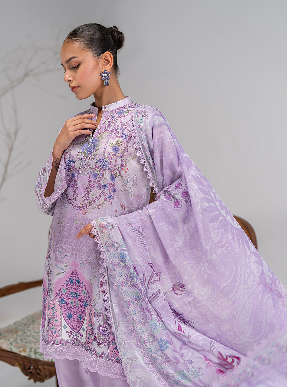 Lilac Printed Lawn Salwar Kameez (3-Piece) - Image 5