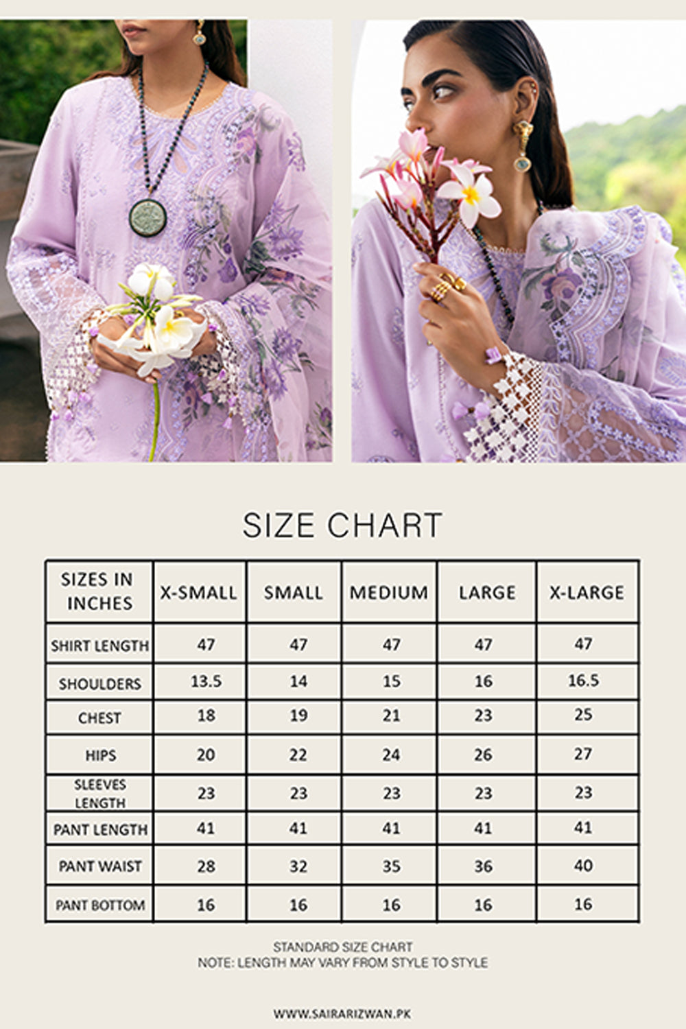 Lilac Embroidered Lawn & Organza Salwar Kameez (3-Piece) - Image 8