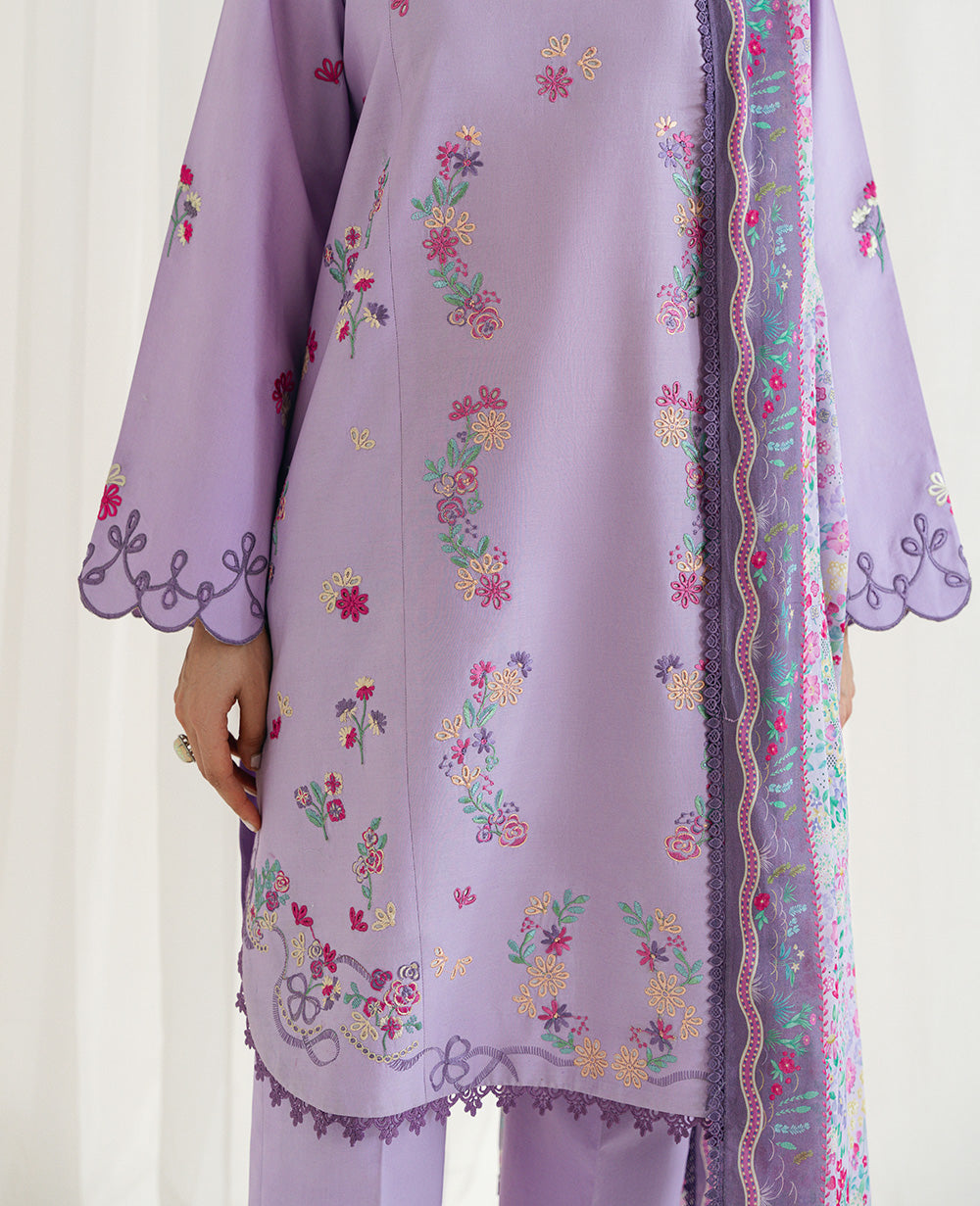 Pakistani Lilac Ribbon-Embroidered Lawn Salwar Kameez (3-Piece) - Image 4