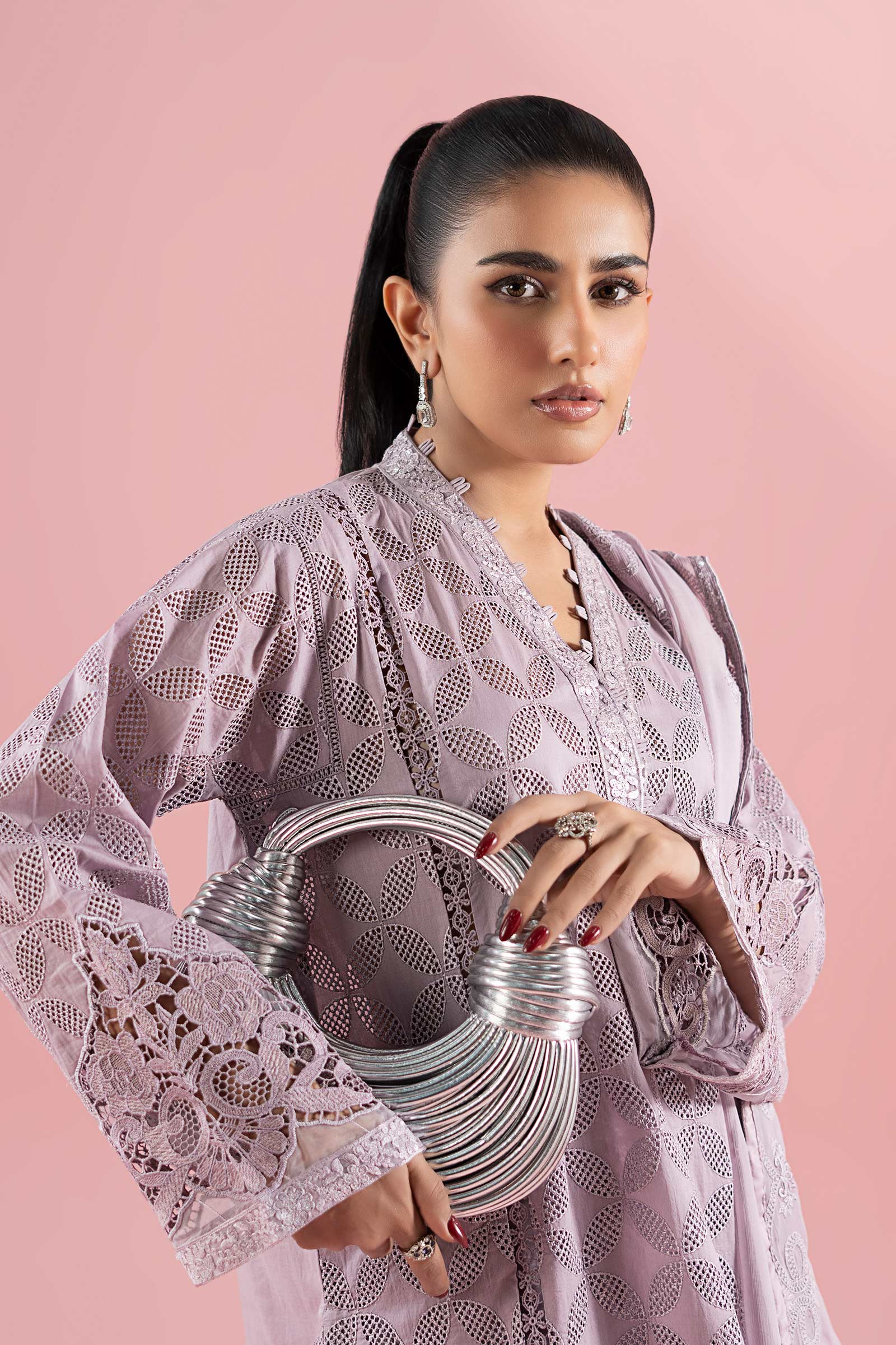 Lilac Schiffli Embroidered Lawn 3-Piece Suit - Image 3