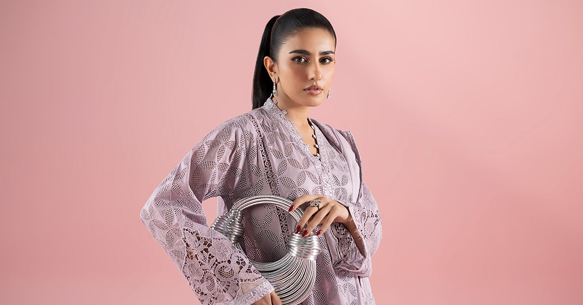 Lilac Schiffli Embroidered Lawn 3-Piece Suit - Image 5