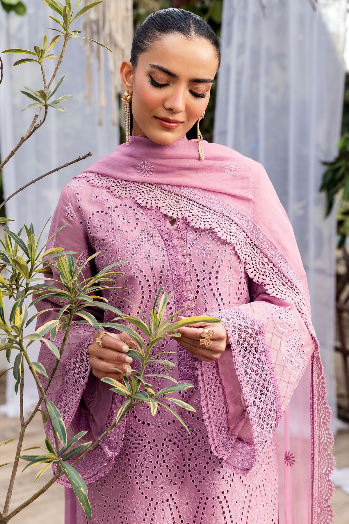 Pakistani Lilac Schiffli Embroidered Lawn 3-Piece Suit - Image 3