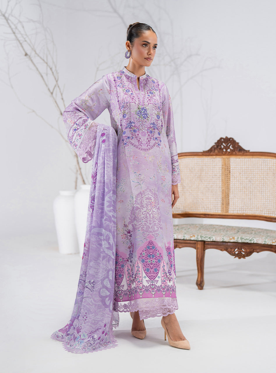 Lilac Printed Lawn Salwar Kameez (3-Piece) - Image 1