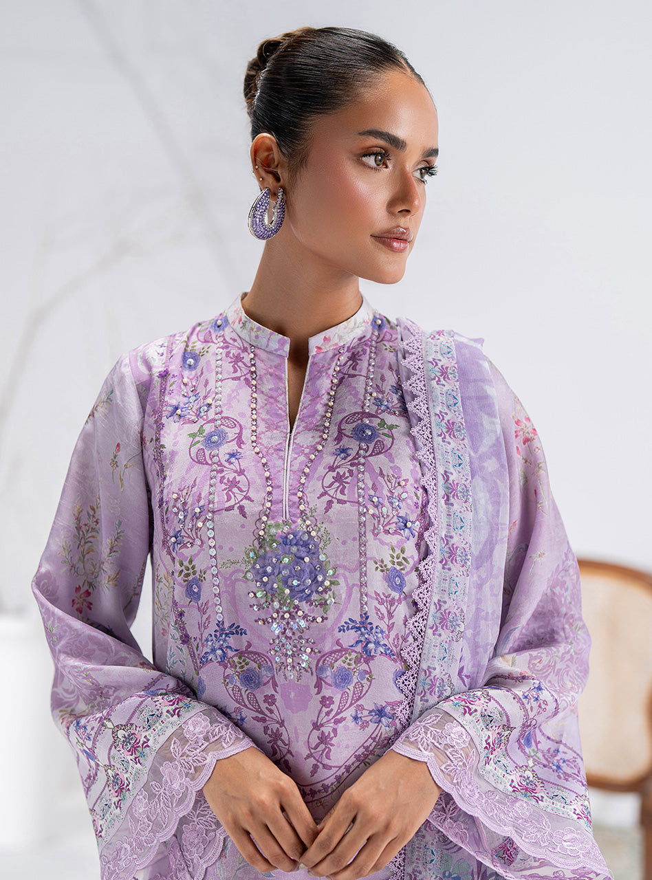 Lilac Printed Lawn Salwar Kameez (3-Piece) - Image 3