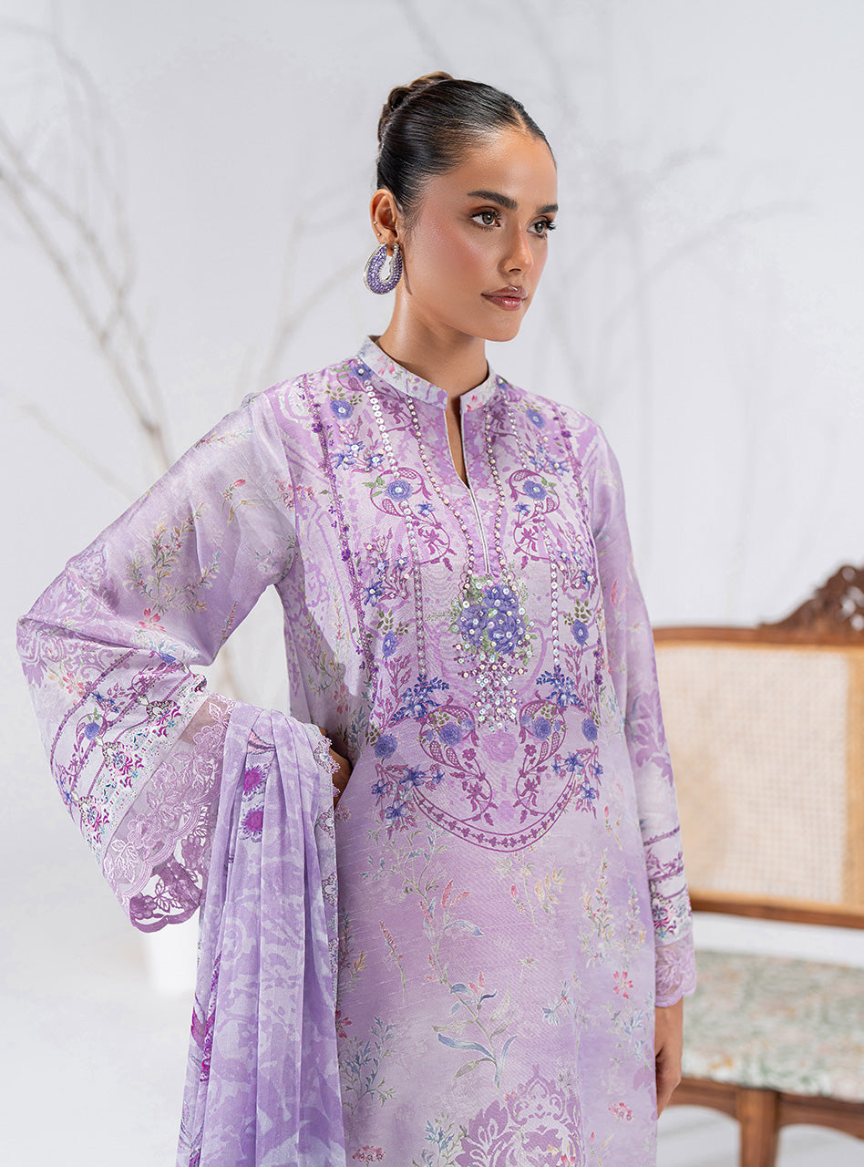 Lilac Printed Lawn Salwar Kameez (3-Piece) - Image 4