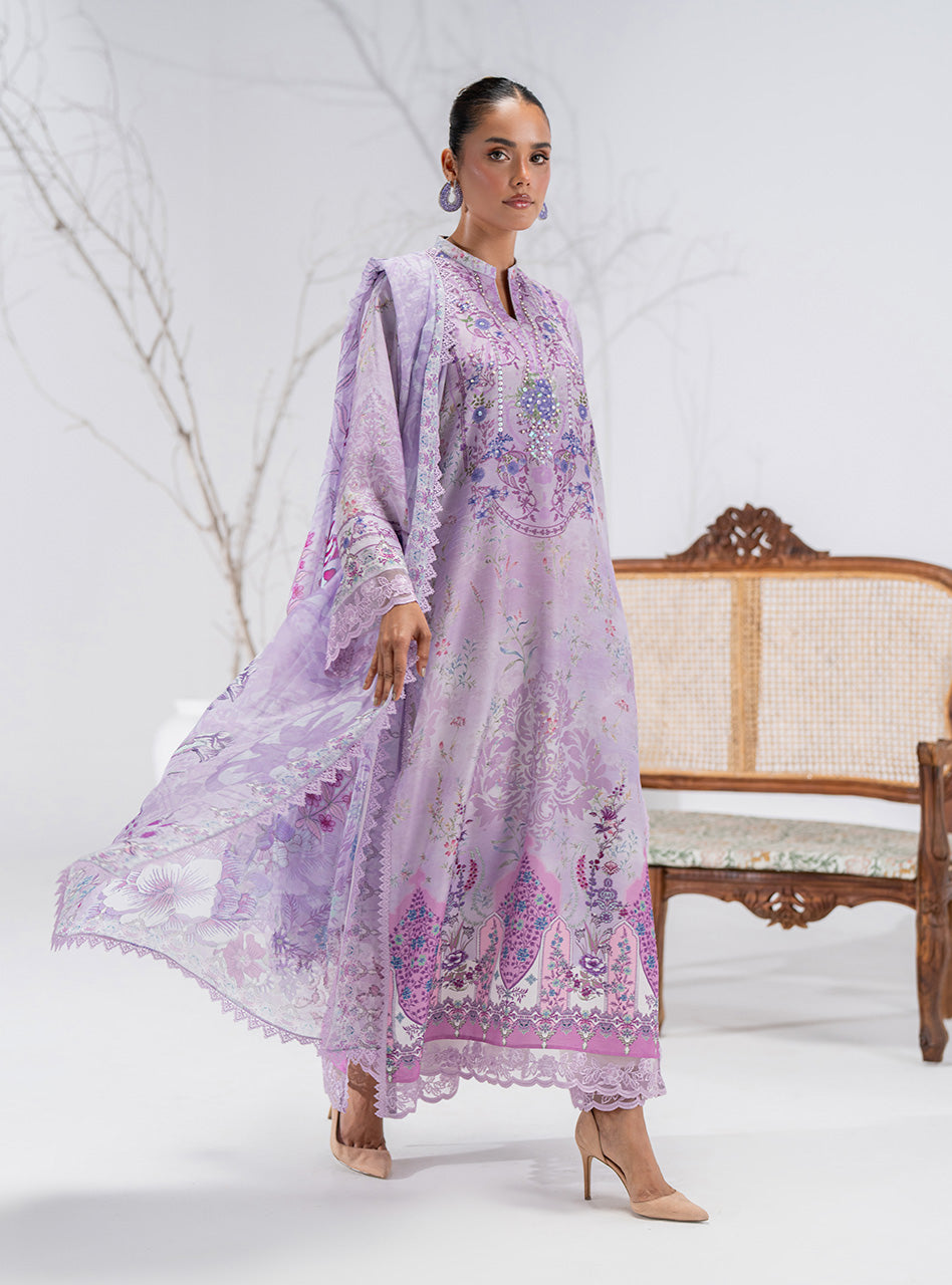 Lilac Printed Lawn Salwar Kameez (3-Piece) - Image 5