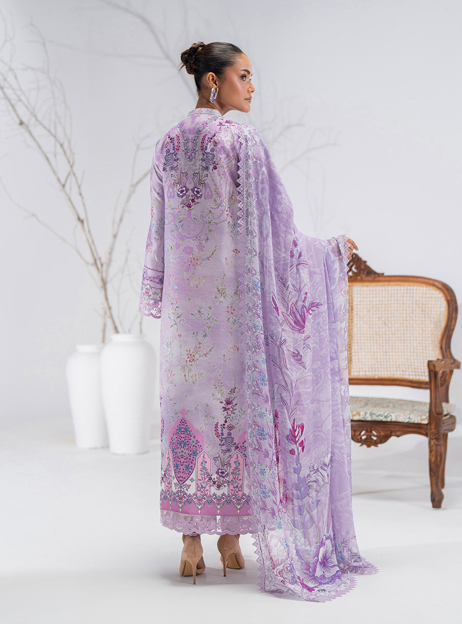 Lilac Printed Lawn Salwar Kameez (3-Piece) - Image 6