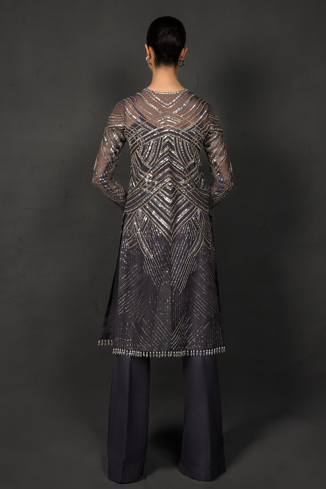 Purple Sequined Net Salwar Kameez (2-Piece) - Image 2