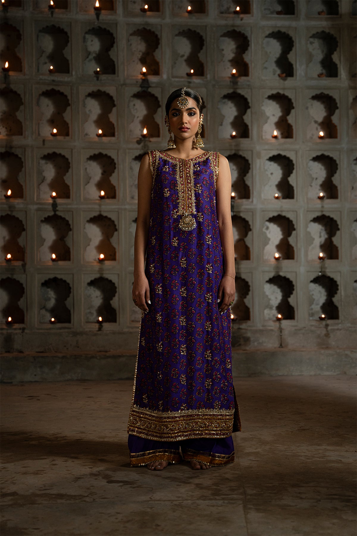Deep Purple Embellished Silk Salwar Kameez (2-Piece) - Image 1