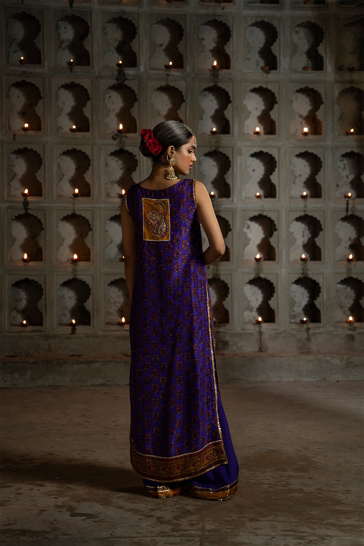 Deep Purple Embellished Silk Salwar Kameez (2-Piece) - Image 3