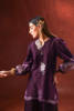 Dark Purple Hand-Embellished Raw Silk Salwar Kameez (2-Piece) - Image 8
