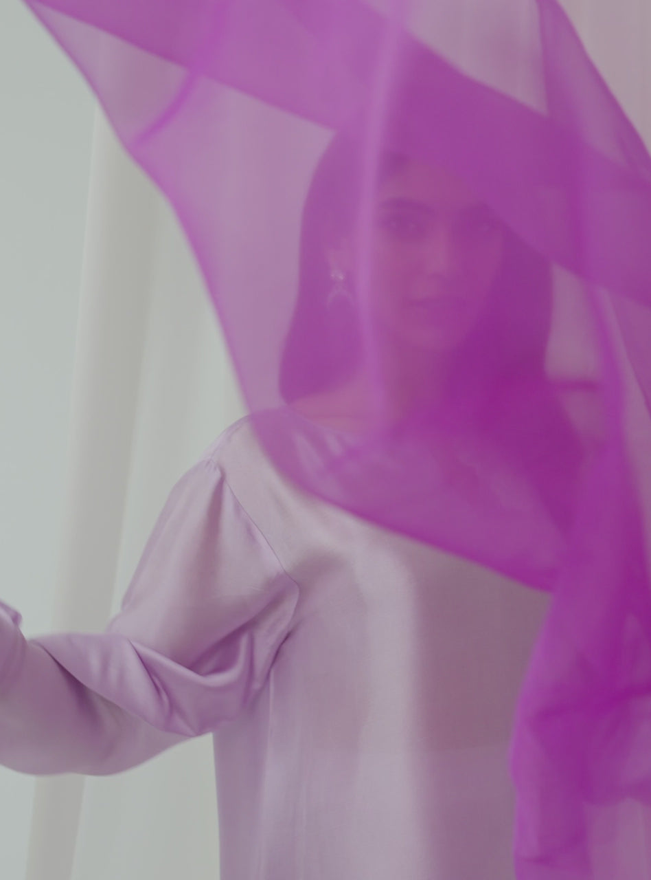 Lavender Lace Raw Silk Salwar Kameez (3-Piece) - Image 8