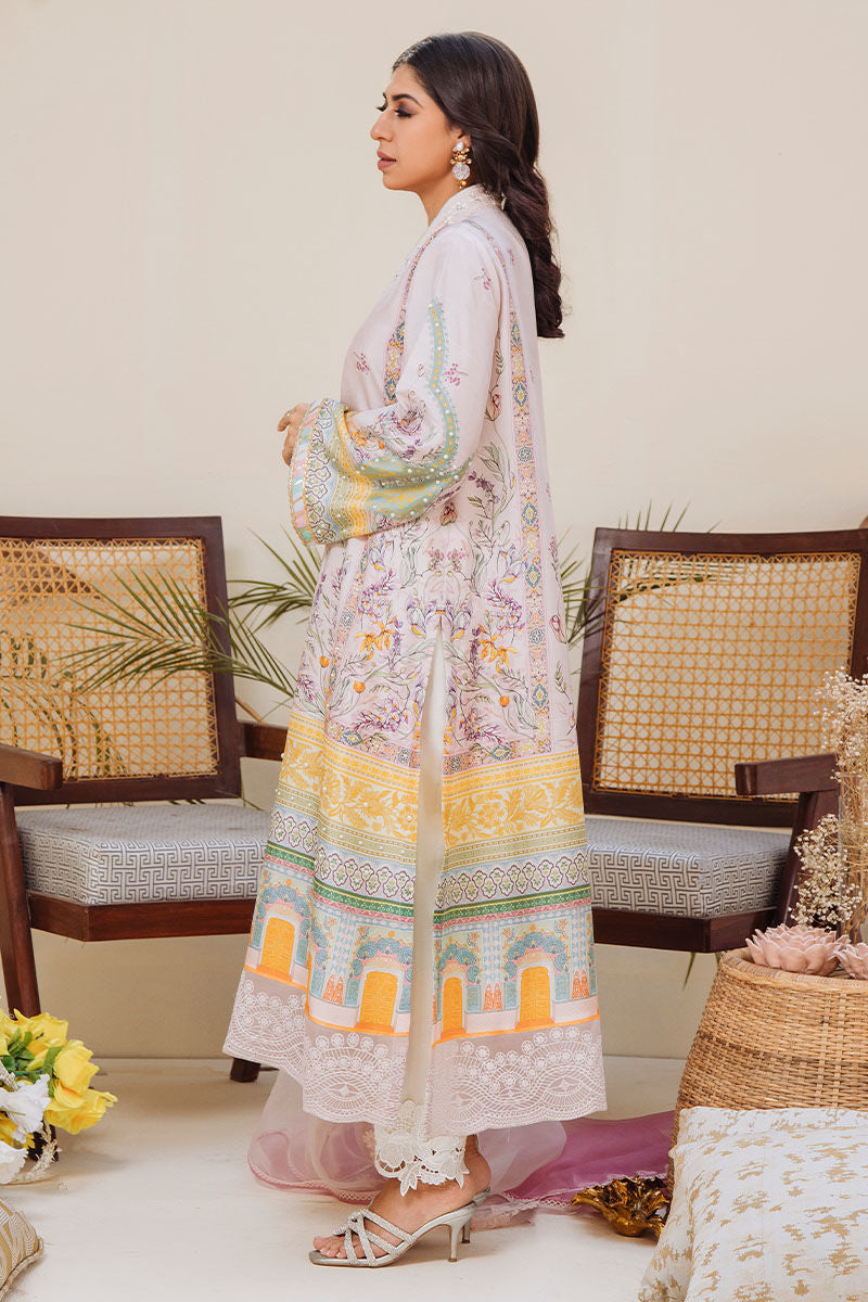 Lavender Embroidered Pure Raw Silk Salwar Kameez (3-Piece) - Image 2