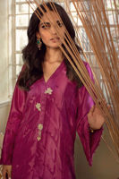 Pakistani Boysenberry Pearl & Crystal Raw Silk Salwar Kameez (2-Piece) - Image 3