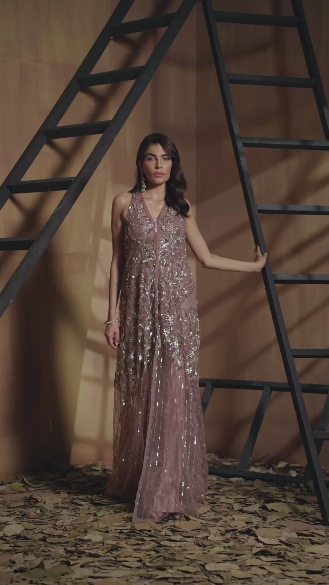 Lilac Sequin & Stone Raw Silk Salwar Kameez (2-Piece) - Image 9