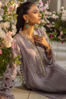 Pakistani Lilac Zardozi Raw Silk Salwar Kameez (3-Piece) - Image 5