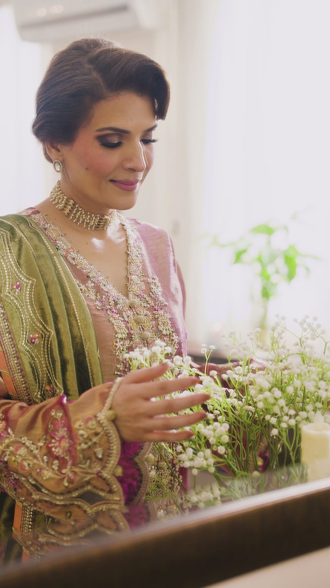 Lavender Zari Embroidered Satin Salwar Kameez (3-Piece) - Image 13