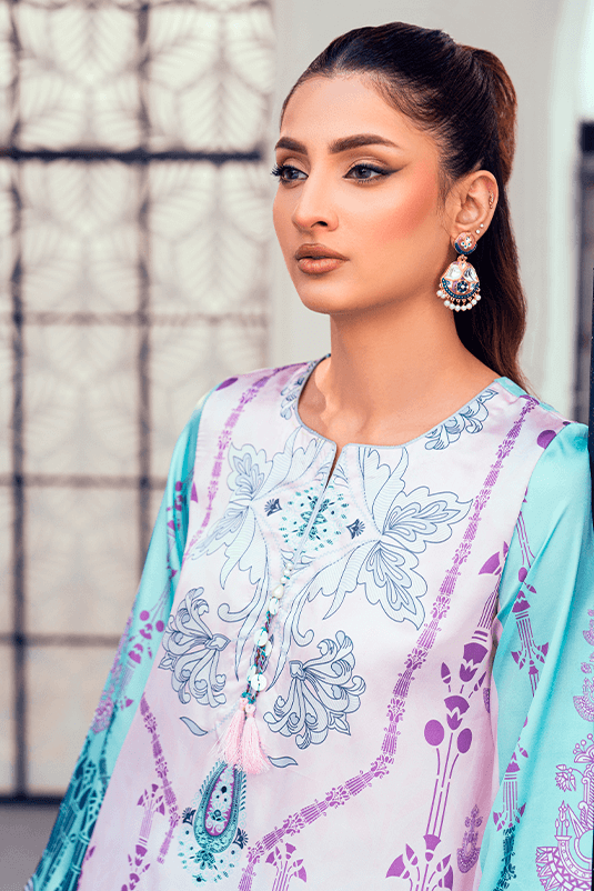 Lilac Pearl-Embellished Shamoz Silk Straight Shirt (2-Piece) - Image 5