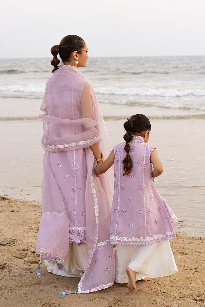 Lilac Embroidered Sheesha Silk Salwar Kameez (3-Piece) - Image 2