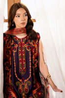 Pakistani Purple Embroidered Sheesha Silk Salwar Kameez (3-Piece) - Image 3