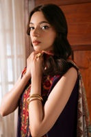 Pakistani Purple Embroidered Sheesha Silk Salwar Kameez (3-Piece) - Image 6