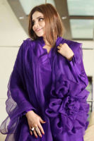 Pakistani Violet 3D Floral Silk-Blend Salwar Kameez (3-Piece) - Image 2