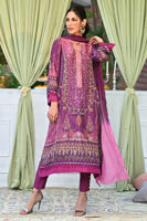Violet Digital Printed Pure Silk Salwar Kameez (3-Piece) - Image 2