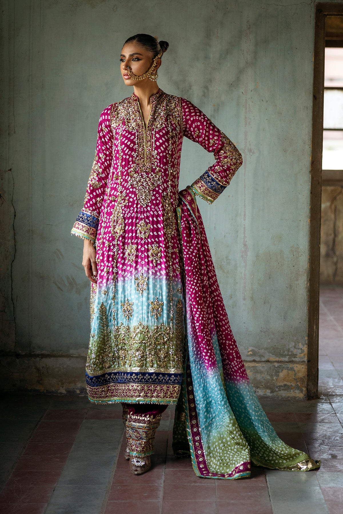 Boysenberry Zardozi Silk Chunri Salwar Kameez (3-Piece) - Image 1