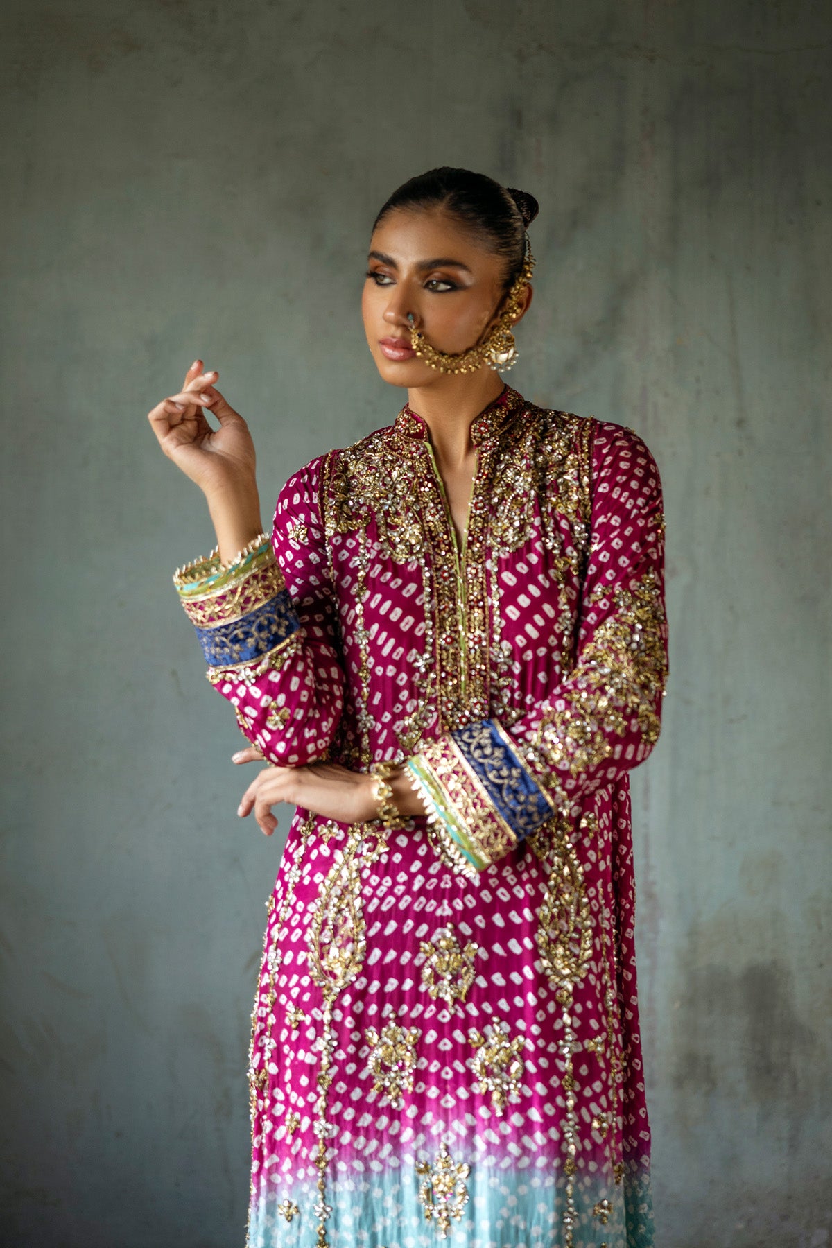 Boysenberry Zardozi Silk Chunri Salwar Kameez (3-Piece) - Image 2