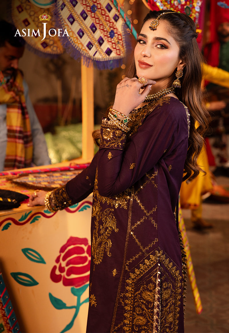 Deep Purple Embroidered Twisted Silk 3-Piece Suit - Image 2