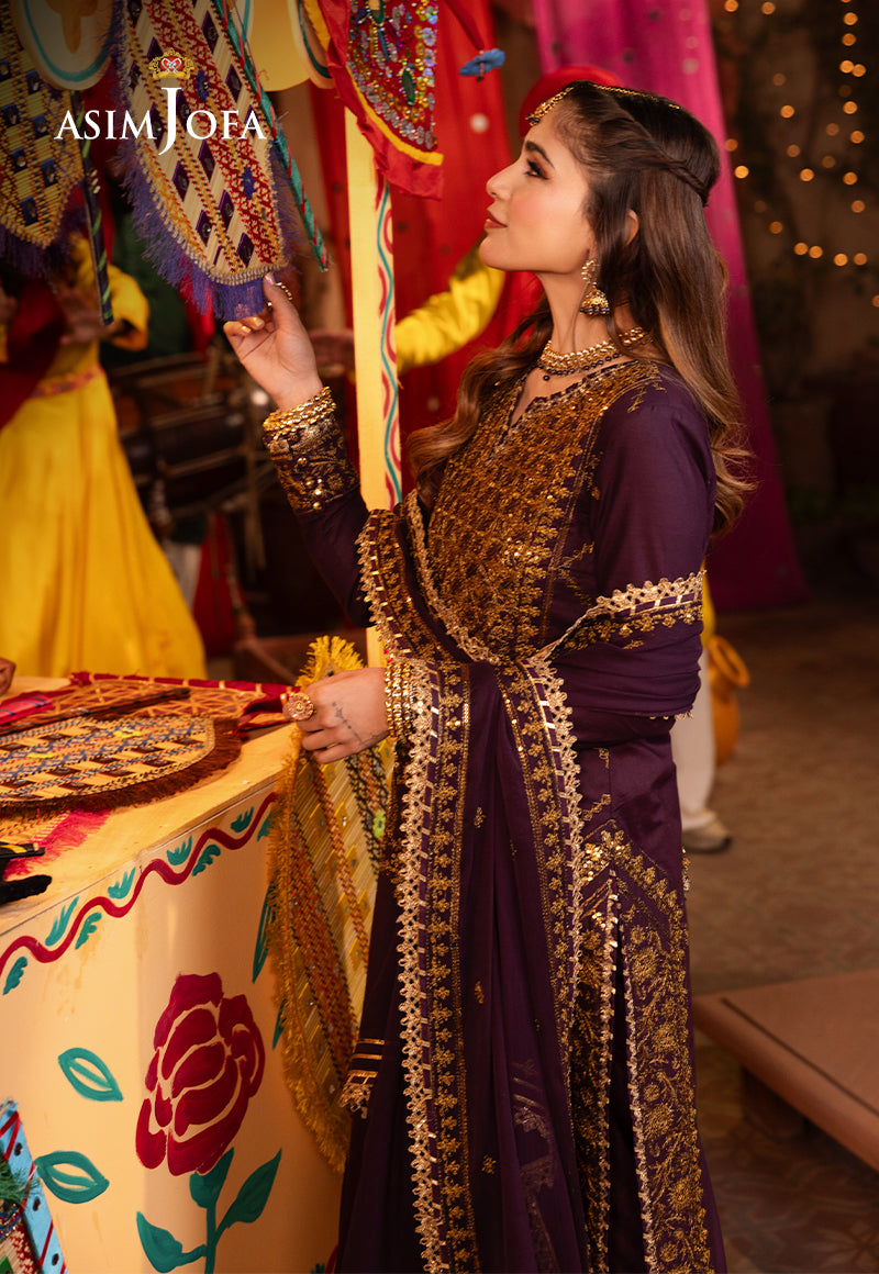 Deep Purple Embroidered Twisted Silk 3-Piece Suit - Image 7